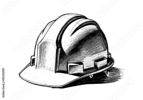 Sketch of a hard hat, a symbol of construction and safety