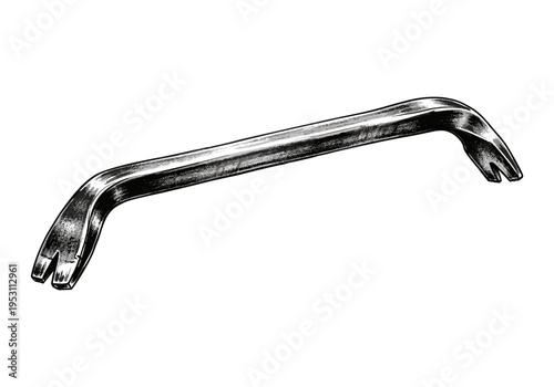 Classic metal crowbar with a double-ended claw for prying and leverage