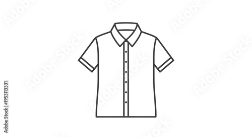 minimalist short-sleeved collared shirt vector icon simple clothing design for casual apparel and fashion concepts