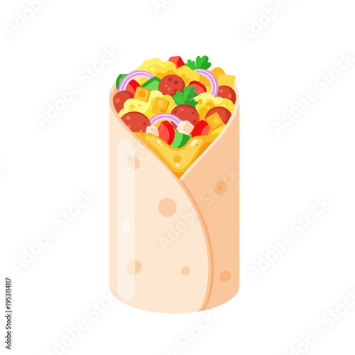 Breakfast Burrito Flat Vector