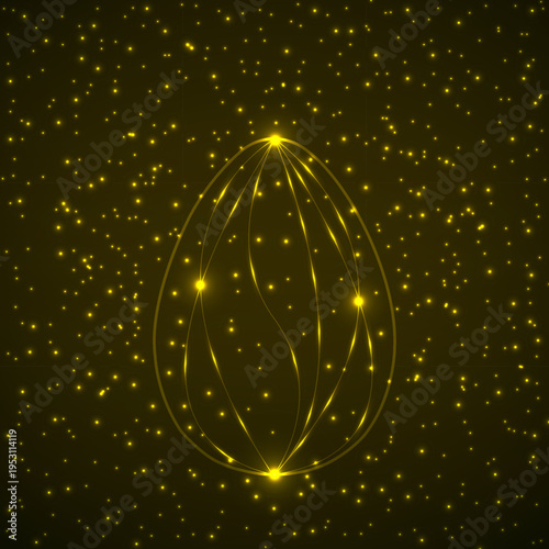 Easter egg. Magic symbol egg of glowing lines
