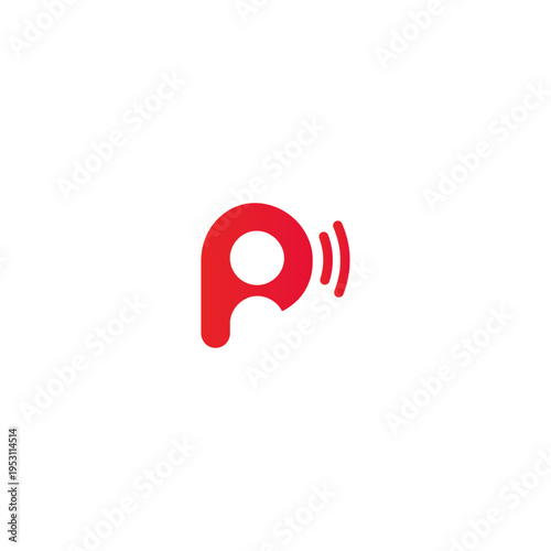 Modern Letter P Podcast logo icon flat vector design
