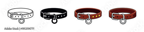Four collars displayed in a row on gray gradient background