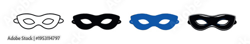 Four eye masks arranged in a row on dark gradient background