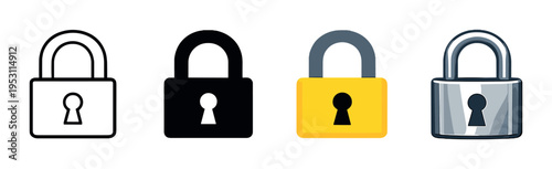 Four padlock icons in row on dark gradient background