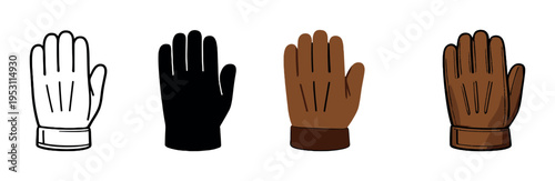 Four glove icons in row on dark gradient background