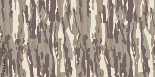 Vector oak camouflage pattern, tree bark camo. Hunting camo background in earthy tones