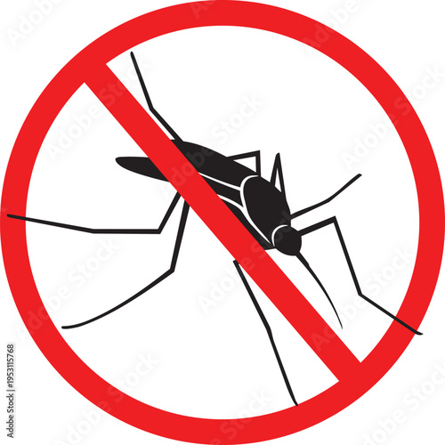 Mosquito Warning: A stark red prohibition sign encases a graphic depiction of a mosquito, conveying a strong message of prevention and hazard awareness.
