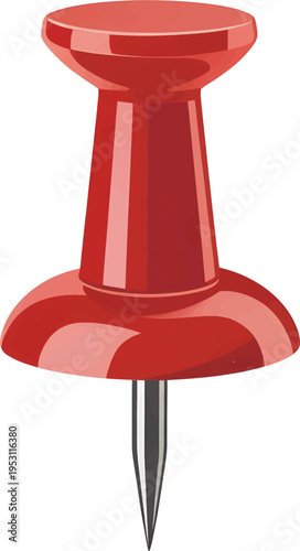 Push pin single icon illustration with office stationery symbol for organization planning and productivity design