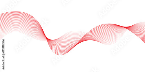 Vector abstract red background with dynamic red waves, lines and particles.