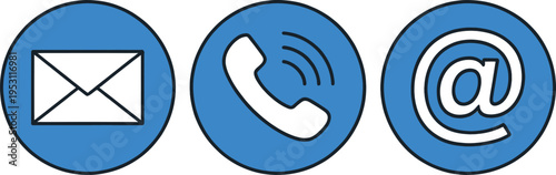 Contact communication icons set with email phone and web symbols for business support services digital interface and modern communication systems design