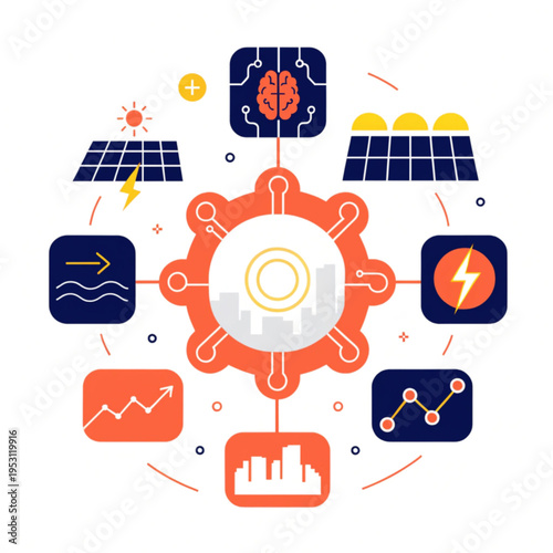 Illustration of renewable energy and smart technology integration concepts