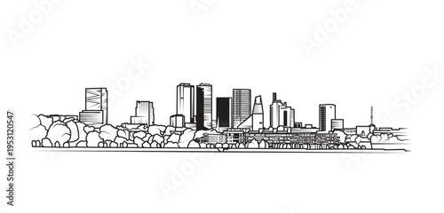 Line art vector illustration of the Tallinn skyline, the capital and most populous city of Estonia.