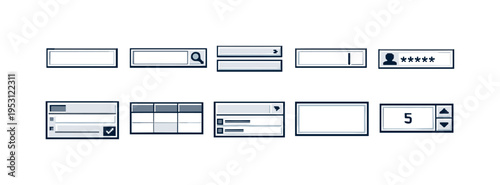 Collection of user interface elements and input fields for web design and app development