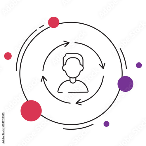 Turnover Icon, Employee Turnover Concept Illustration, Staff Attrition Icon Design, Workforce Change Graphic, Business Revenue Turnover Symbol, vector