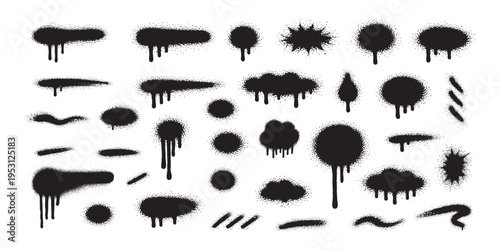 Graffiti splatter drip and spray paint stencil with street urban texture. Grunge background design and graffiti wall art with vandalism tag splatter. Drop graffiti stain and smear spray mark.