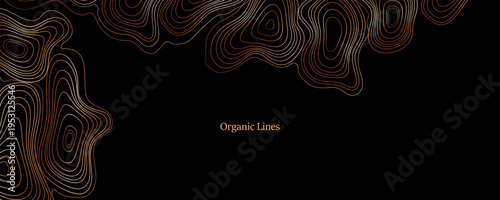 Elegant wood texture with golden rings and organic patterns. Luxury tree bark background perfect for sophisticated design projects and premium invitations.