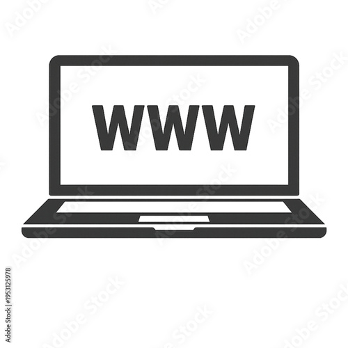 Laptop computer with www on screen illustration