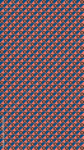 Abstract Geometric Houndstooth Pattern in Blue and Coral vector background