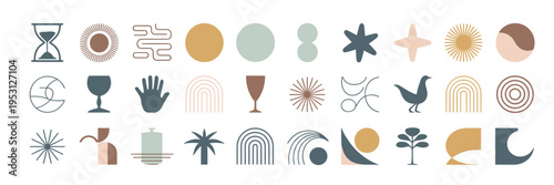 Collection of abstract shapes and in muted earth tones