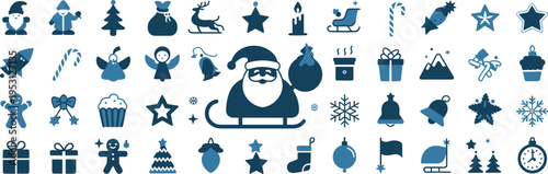 Festive Holiday Icons: A collection of charming festive icons celebrating the joy and spirit of the holiday season, each meticulously crafted to evoke warmth and cheer.