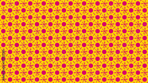 Bright Yellow and Red Geometric Floral Pattern vector background