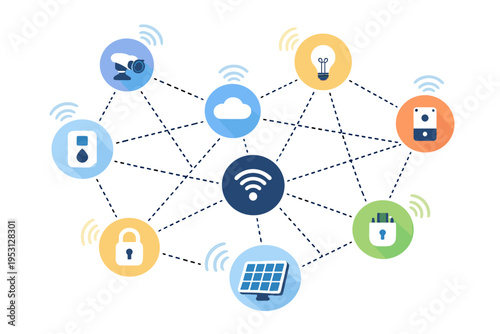 Illustration nodes flat icon isolated generation signal style vector image simple smart