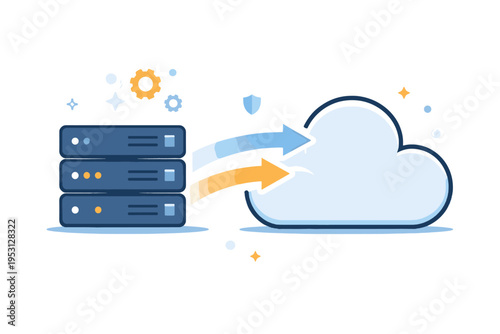 Vector simple generation isolated flat image icon to arrows illustration clean cloud