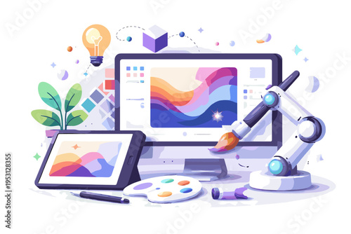 Process creative design generative tools digital ai icon vector art