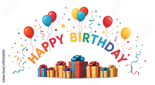 Set of colorful birthday icons vector