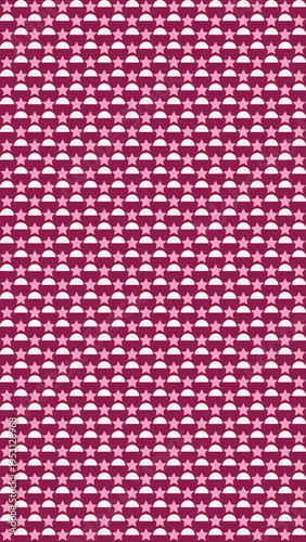 Geometric Stars and Arcs Pattern in Burgundy and Pink vector background