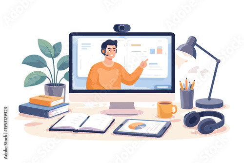 Generation icon image online teacher simple remote classroom soft shadow minimalism learning setup