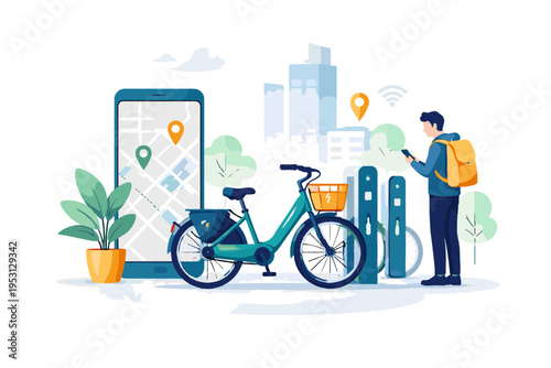 Electric service icon urban bold outline mobility vector bike sticker style sharing