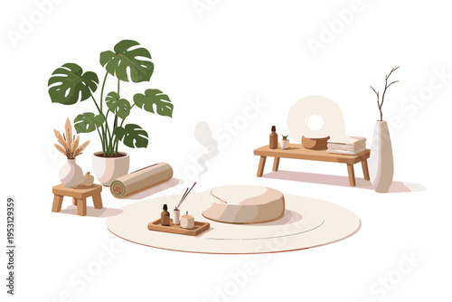 Minimal image minimalism bold outline simple meditation space generation environment icon calm wellness