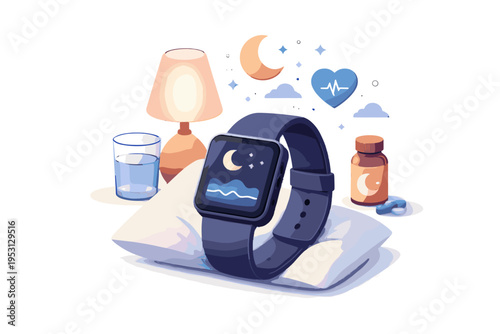Icon kawaii sleep wearable image minimalism smart vector vector illustration generation simple tracking