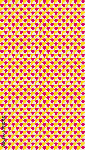 Retro Pattern of Pink Diamonds and Yellow Triangles vector background