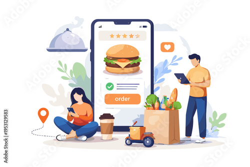 Image concept online system vector illustration bold outline icon food ui ordering vector simple