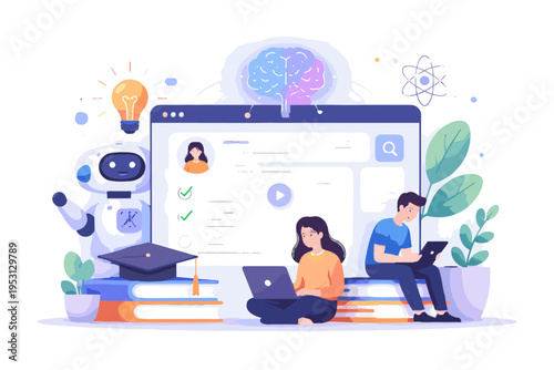 Ai personalized bold outline vector illustration vector learning generation cute illustration simple image icon interface