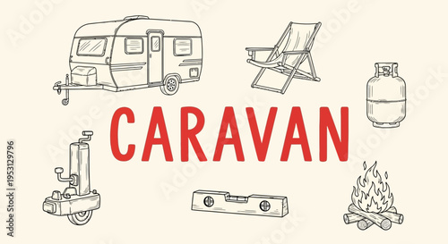 Caravan camping travel trailer vacation.