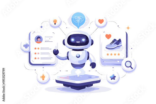 Bold outline clean design ai simple engine concept vector illustration icon smart image recommendation generation