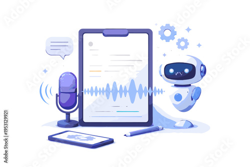 Icon to ai speech vector transcription simple text generation image cartoon style cute illustration