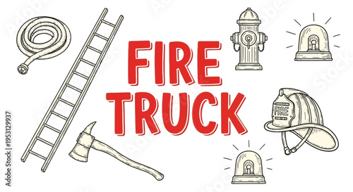 Fire Truck Emergency Response Illustration.