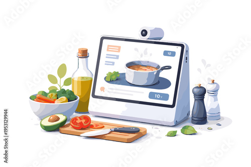 Cartoon style cooking kitchen generation device vector image smart simple assistant icon flat design
