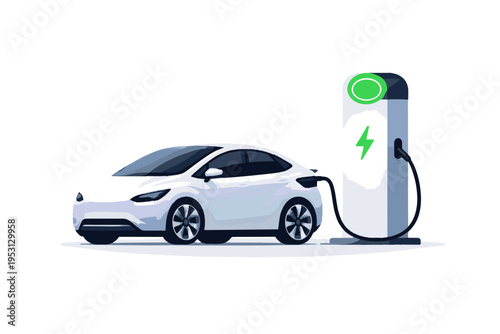 Simple image car station kawaii icon generation charging vector simple shapes minimalism electric