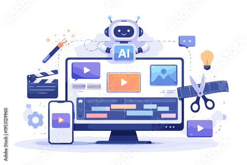 Simple kawaii sticker style vector generation ai image editing video automated cute illustration workflow