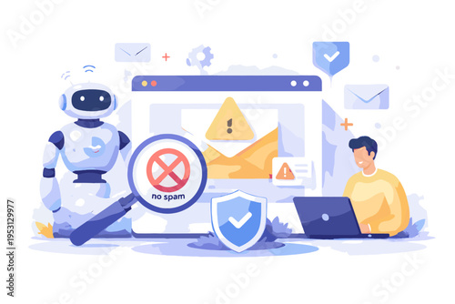 System automatic generation detection simple shapes icon image cartoon style ai spam vector email