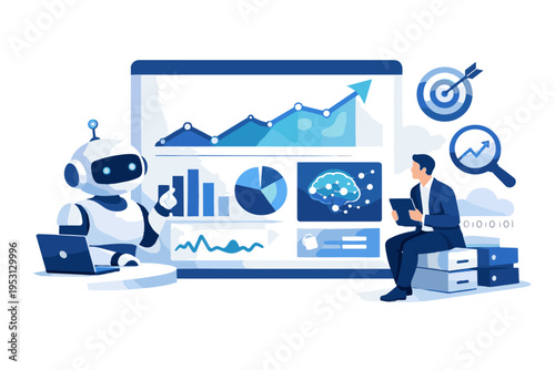 Simple generation predictive analytics vector bold outline ai business minimalism image icon dashboard