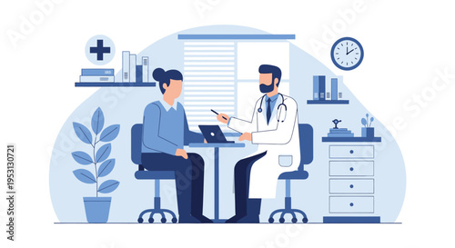 Doctor consultation with patient in a medical clinic, discussing health checkup with professional healthcare provider