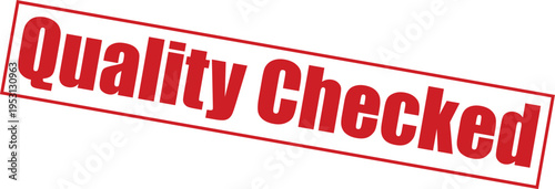 Quality checked stamp with red text