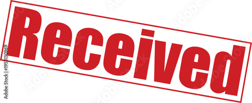 Red received stamp with bold font
